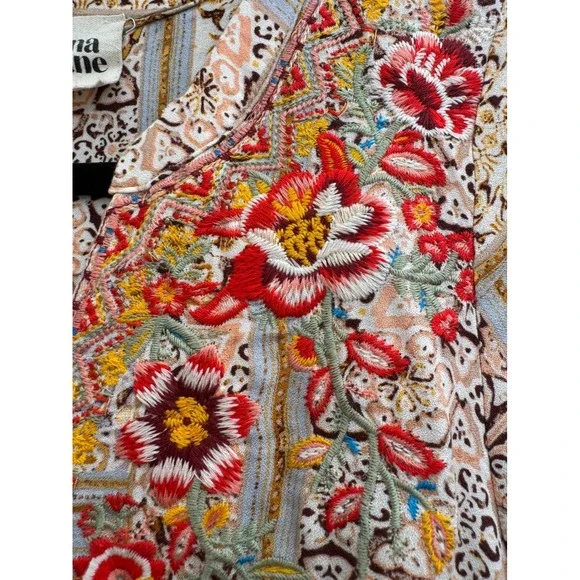 Savanna Jane Boho-Chic V Neck Embroidered T-Shirt Dress 100% Rayon Size S - Picture 12 of 16